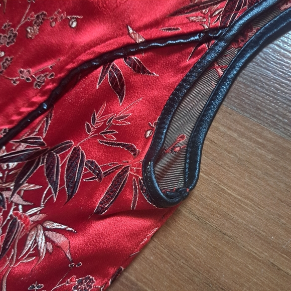 Lip Service Rare Vintage Cult RED Satin Geisha costume sexy Mini Fetish Dress - Picture 3 of 8